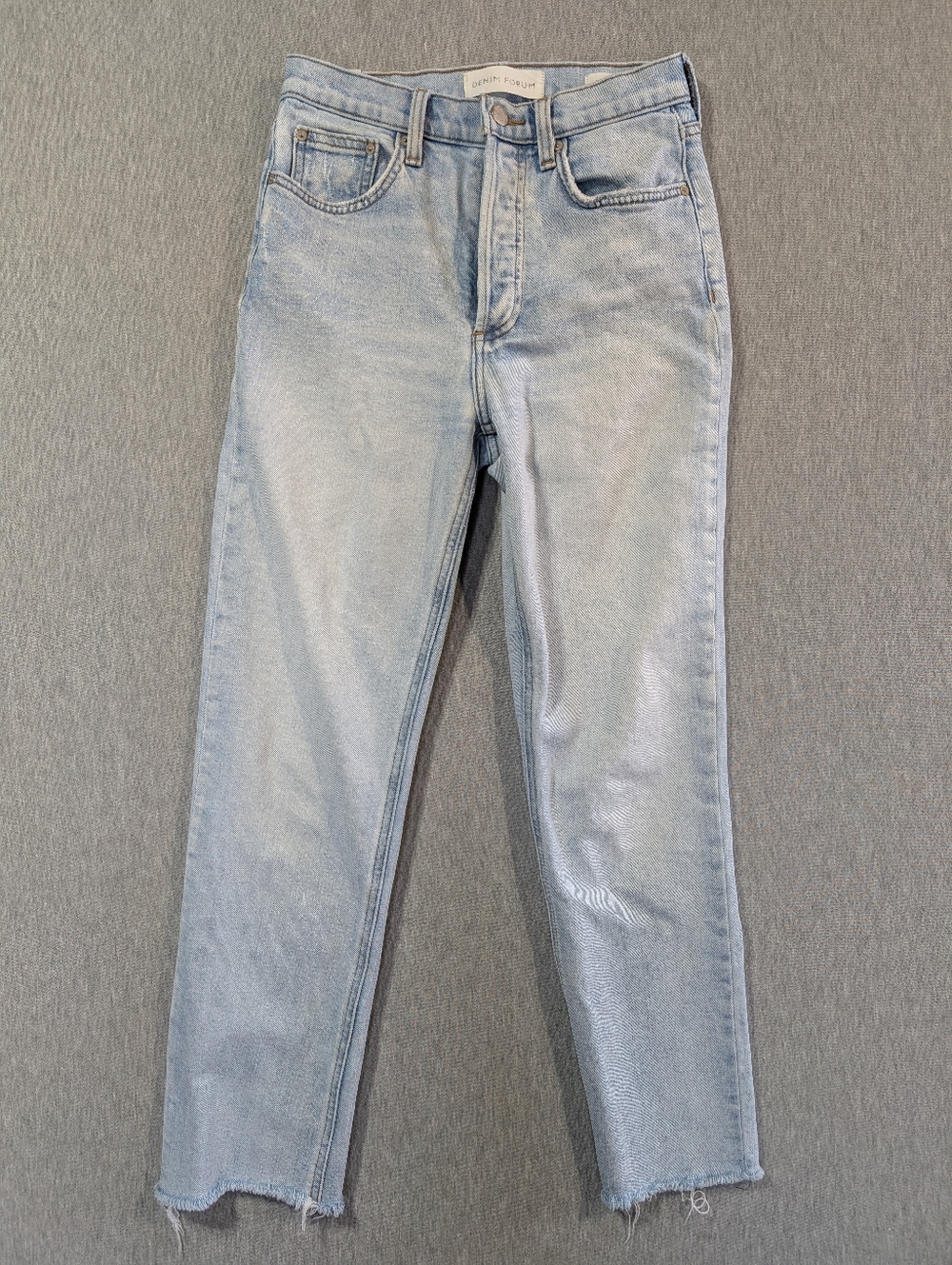 Denim Forum The Arlo High Rise Straight Jeans 26 Light Wash Blue